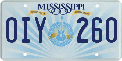 MS license plate OIY260