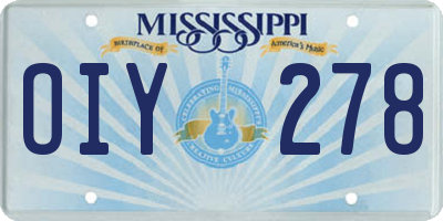 MS license plate OIY278