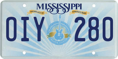 MS license plate OIY280