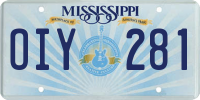 MS license plate OIY281