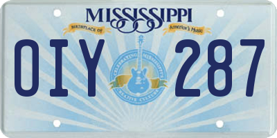 MS license plate OIY287