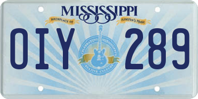 MS license plate OIY289
