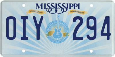 MS license plate OIY294