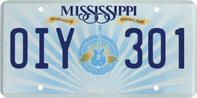 MS license plate OIY301