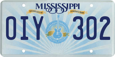 MS license plate OIY302