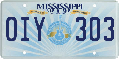 MS license plate OIY303
