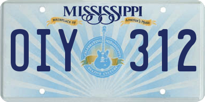 MS license plate OIY312