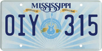 MS license plate OIY315
