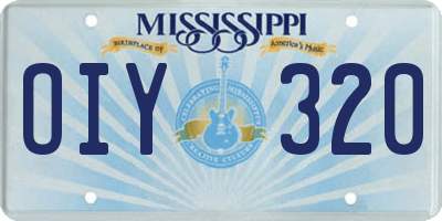 MS license plate OIY320