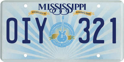 MS license plate OIY321