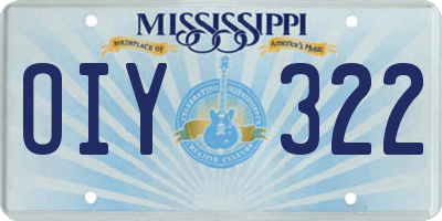 MS license plate OIY322