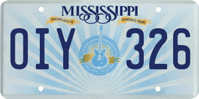 MS license plate OIY326
