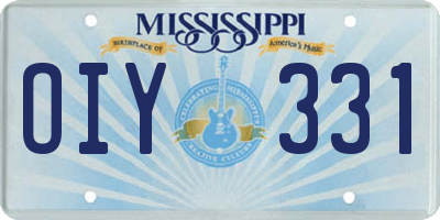MS license plate OIY331