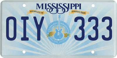 MS license plate OIY333