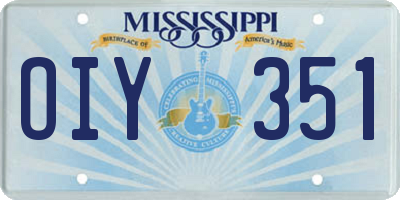 MS license plate OIY351