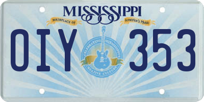 MS license plate OIY353