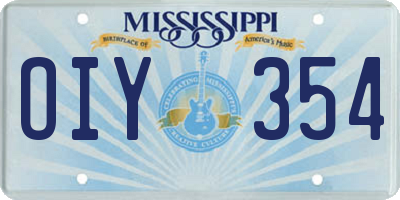 MS license plate OIY354