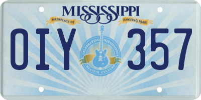 MS license plate OIY357