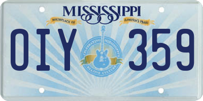 MS license plate OIY359