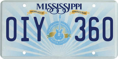 MS license plate OIY360
