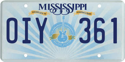 MS license plate OIY361