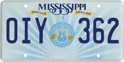MS license plate OIY362