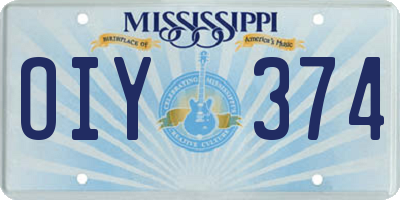 MS license plate OIY374