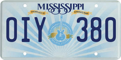 MS license plate OIY380