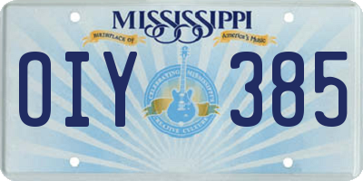 MS license plate OIY385