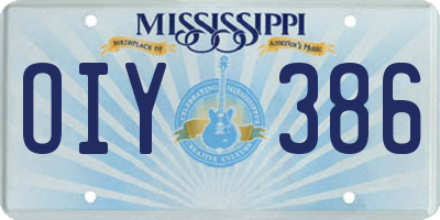 MS license plate OIY386