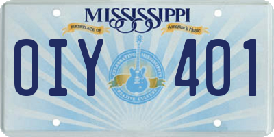 MS license plate OIY401