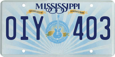 MS license plate OIY403