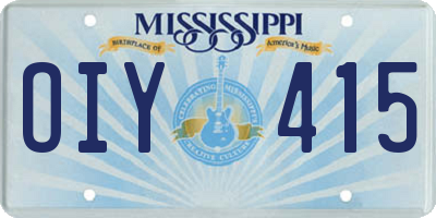 MS license plate OIY415