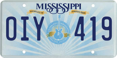 MS license plate OIY419