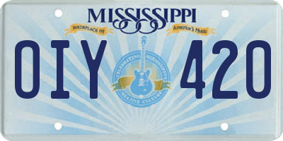 MS license plate OIY420