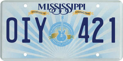 MS license plate OIY421