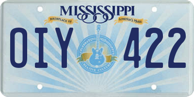 MS license plate OIY422