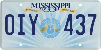 MS license plate OIY437