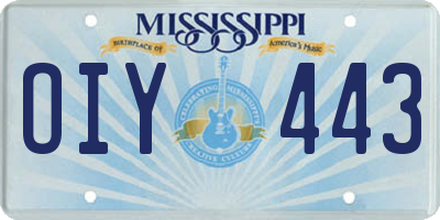 MS license plate OIY443