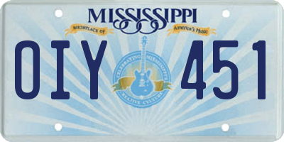 MS license plate OIY451