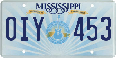 MS license plate OIY453
