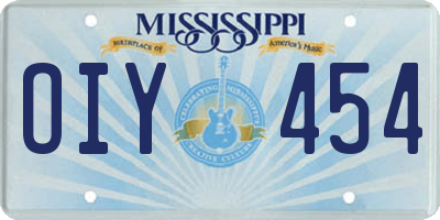 MS license plate OIY454
