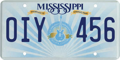 MS license plate OIY456