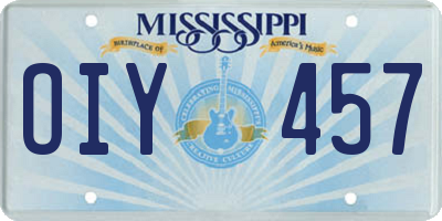 MS license plate OIY457