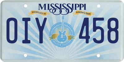 MS license plate OIY458