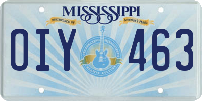 MS license plate OIY463