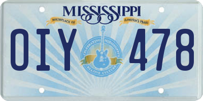 MS license plate OIY478