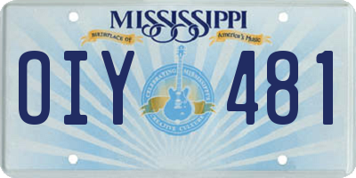MS license plate OIY481