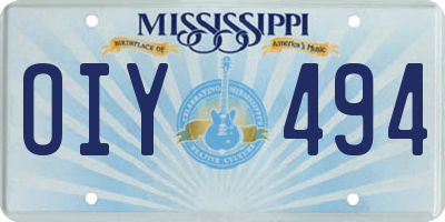 MS license plate OIY494