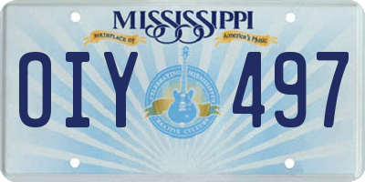 MS license plate OIY497